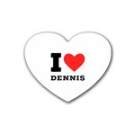 I love dennis Rubber Heart Coaster (4 pack) Front