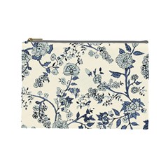 Vintage Background Blue Roses Rose Pattern Retro Cosmetic Bag (large) by Semog4