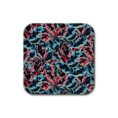 Leaves Leaf Pattern Patterns Colorfur Rubber Coaster (square) by Semog4