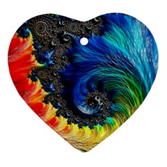 Colorful Digital Art Fractal Design Ornament (heart) by Semog4