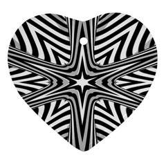 Fractal Star Mandala Black And White Ornament (heart) by Semog4