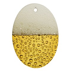 Texture Pattern Macro Glass Of Beer Foam White Yellow Art Ornament (oval) by Semog4