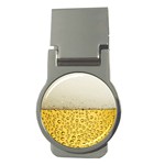 Texture Pattern Macro Glass Of Beer Foam White Yellow Art Money Clips (Round)  Front
