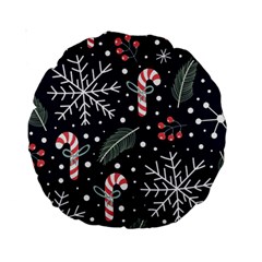 Holiday Seamless Pattern With Christmas Candies Snoflakes Fir Branches Berries Standard 15  Premium Round Cushions by Semog4