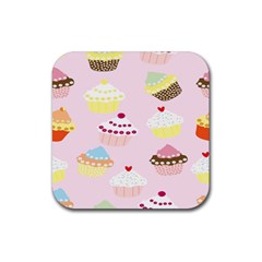 Cupcakes Wallpaper Paper Background Rubber Coaster (square) by Semog4