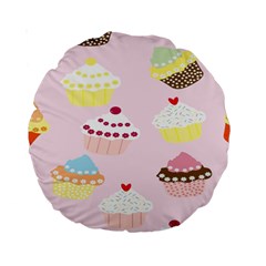 Cupcakes Wallpaper Paper Background Standard 15  Premium Round Cushions by Semog4