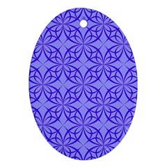 Decor Pattern Blue Curved Line Oval Ornament (two Sides) by Semog4