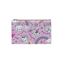 Beautiful Cute Animals Pattern Pink Cosmetic Bag (small) by Semog4