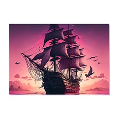 Ship Pirate Adventure Landscape Ocean Sun Heaven Crystal Sticker (a4) by Semog4