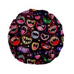 Funny Monster Mouths Standard 15  Premium Round Cushions by Salman4z