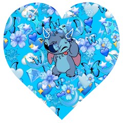 Blue Stitch Aesthetic Wooden Puzzle Heart by Salman4z