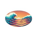 Waves Ocean Sea Tsunami Nautical 6 Sticker Oval (10 pack) Front