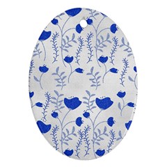 Blue Classy Tulips Oval Ornament (two Sides) by ConteMonfrey