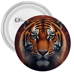 Tiger Animal Feline Predator Portrait Carnivorous 3  Buttons by Uceng