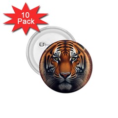 Tiger Animal Feline Predator Portrait Carnivorous 1 75  Buttons (10 Pack) by Uceng