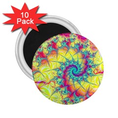 Fractal Spiral Abstract Background Vortex Yellow 2 25  Magnets (10 Pack)  by Uceng