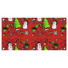 Santa Snowman Gift Holiday Christmas Cartoon Banner And Sign 4  X 2  by Ravend