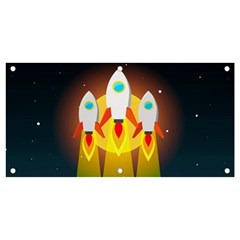 Rocket Take Off Missiles Cosmos Banner And Sign 4  X 2  by Salman4z