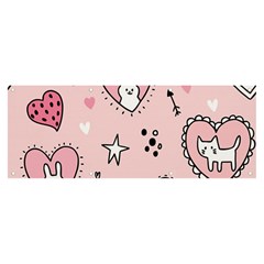 Cartoon Cute Valentines Day Doodle Heart Love Flower Seamless Pattern Vector Banner And Sign 8  X 3  by Salman4z