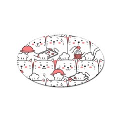 Cute Cat Chef Cooking Seamless Pattern Cartoon Sticker (oval) by Salman4z