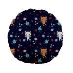 Cute-astronaut-cat-with-star-galaxy-elements-seamless-pattern Standard 15  Premium Round Cushions Front