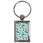 Beach-surfing-surfers-with-surfboards-surfer-rides-wave-summer-outdoors-surfboards-seamless-pattern- Key Chain (Rectangle) Front
