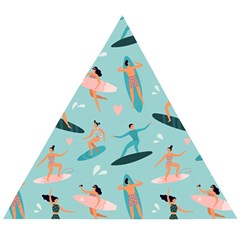Beach-surfing-surfers-with-surfboards-surfer-rides-wave-summer-outdoors-surfboards-seamless-pattern- Wooden Puzzle Triangle by Salman4z