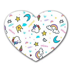 Unicorns-rainbows-seamless-pattern Heart Mousepad by Salman4z