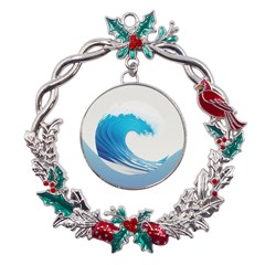 Wave Tsunami Tidal Wave Ocean Sea Water Metal X mas Wreath Holly Leaf Ornament by Ravend