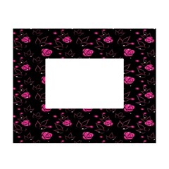 Pink Glowing Flowers White Tabletop Photo Frame 4 x6  by Sparkle