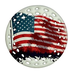 Patriotic Usa United States Flag Old Glory Ornament (round Filigree) by Ravend