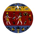 Ancient-egyptian-religion-seamless-pattern Round Ornament (Two Sides) Back