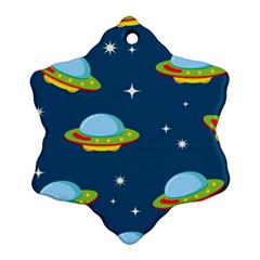 Seamless-pattern-ufo-with-star-space-galaxy-background Ornament (snowflake) by Salman4z