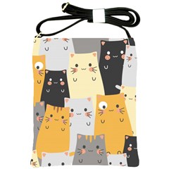 Seamless-pattern-cute-cat-cartoons Shoulder Sling Bag by Salman4z