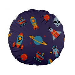 Space-seamless-pattern Standard 15  Premium Round Cushions by Salman4z