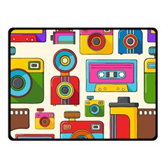 Retro-cameras-audio-cassettes-hand-drawn-pop-art-style-seamless-pattern Two Sides Fleece Blanket (small) by Salman4z