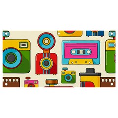 Retro-cameras-audio-cassettes-hand-drawn-pop-art-style-seamless-pattern Banner And Sign 4  X 2  by Salman4z