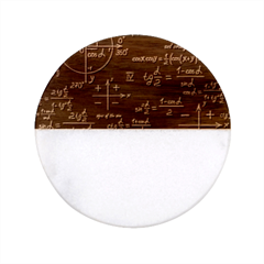 Mathematical-seamless-pattern-with-geometric-shapes-formulas Classic Marble Wood Coaster (round)  by Salman4z