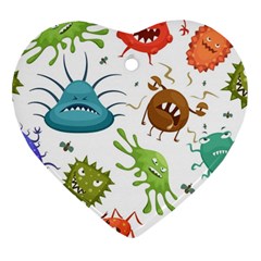 Dangerous-streptococcus-lactobacillus-staphylococcus-others-microbes-cartoon-style-vector-seamless Heart Ornament (two Sides) by Salman4z