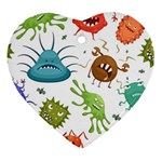 Dangerous-streptococcus-lactobacillus-staphylococcus-others-microbes-cartoon-style-vector-seamless Heart Ornament (Two Sides) Front