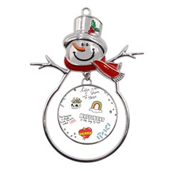 Abstract-fashion-background-suitable-fabric-printing Metal Snowman Ornament by Salman4z