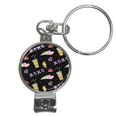 Cute-girl-things-seamless-background Nail Clippers Key Chain by Salman4z