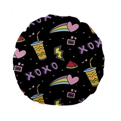 Cute-girl-things-seamless-background Standard 15  Premium Round Cushions by Salman4z