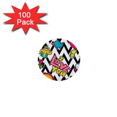Vector-romantic-love-seamless-pattern 1  Mini Buttons (100 Pack)  by Salman4z