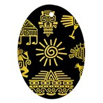 Maya-style-gold-linear-totem-icons Oval Ornament (Two Sides) Back