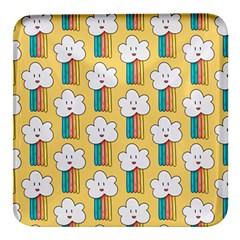 Smile-cloud-rainbow-pattern-yellow Square Glass Fridge Magnet (4 Pack) by Salman4z
