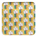 Smile-cloud-rainbow-pattern-yellow Square Glass Fridge Magnet (4 pack) Front