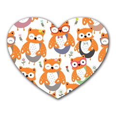Cute-colorful-owl-cartoon-seamless-pattern Heart Mousepad by Salman4z