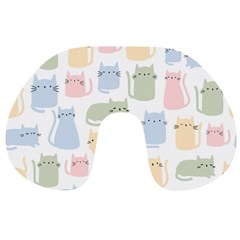 Cute-cat-colorful-cartoon-doodle-seamless-pattern Travel Neck Pillow by Salman4z