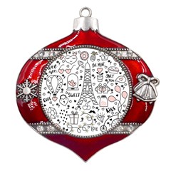 Big-collection-with-hand-drawn-objects-valentines-day Metal Snowflake And Bell Red Ornament by Salman4z
